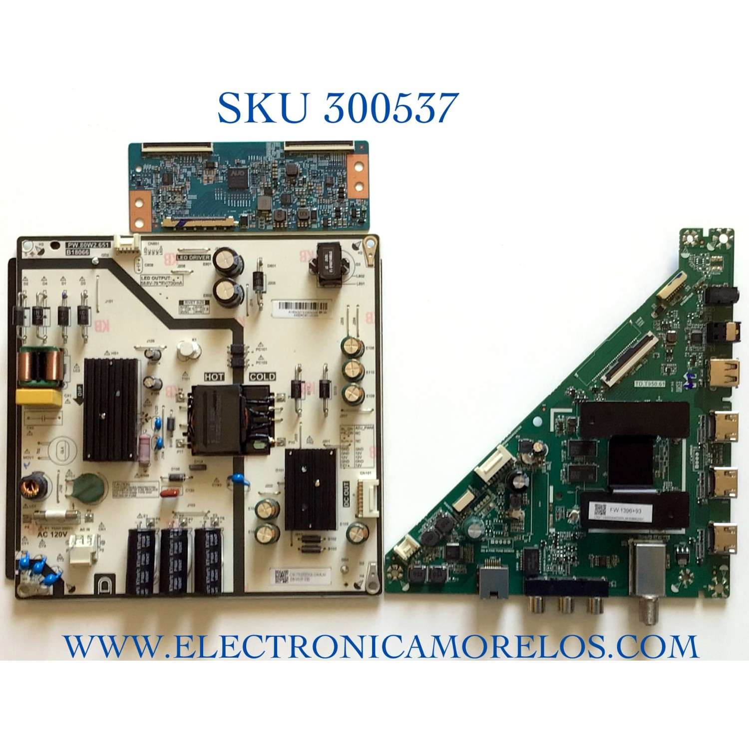 KIT DE TARJETAS PARA TV TOSHIBA / MAIN CN2T10000004ID / TD.T950.61 / K430WDRC-UD300 / T-CON / 5543T01C25 / 43T01-C0B / FUENTE 1T92000006I / PW.80W2.651 / CN-1T92000006I-DWALM / K430WDRC-UD300 / PANEL K430WDRB / DISPLAY T430HVN01.2 / MODELO 43LF421U19